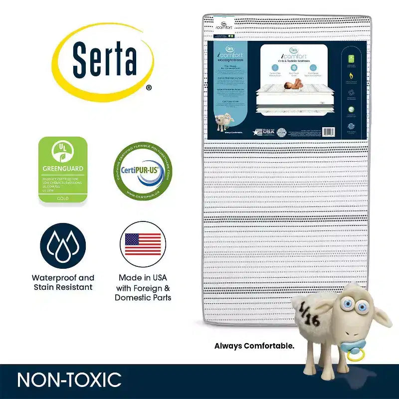 Serta iComfort Moonlight Breeze 2-Stage Plant-Based Foam Crib and Toddler Mattress: Firm, 5.25" Thick, 9.3 lbs