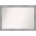 40" x 28" Non-Beveled Flair Bathroom Wall Mirror Polished Nickel - Amanti Art: Includes Mounting Hardware