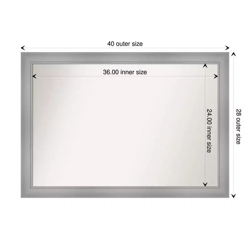 40" x 28" Non-Beveled Flair Bathroom Wall Mirror Polished Nickel - Amanti Art: Includes Mounting Hardware