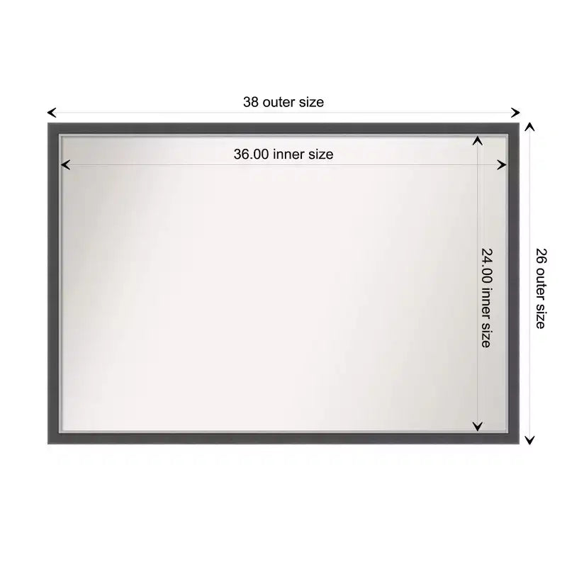 38" x 26" Non-Beveled Eva Thin Bathroom Wall Mirror Black - Amanti Art: Polystyrene Frame, Wall Mount