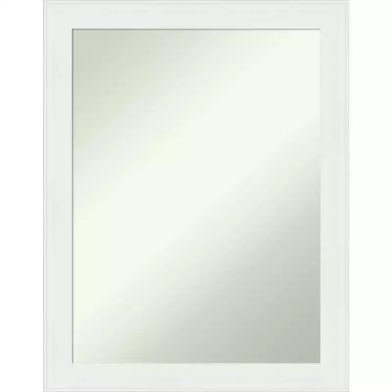 Amanti Art 22"x28" Non-Beveled Vanity White Narrow Bathroom Wall Mirror : Polystyrene Frame, Includes Mount Hardware