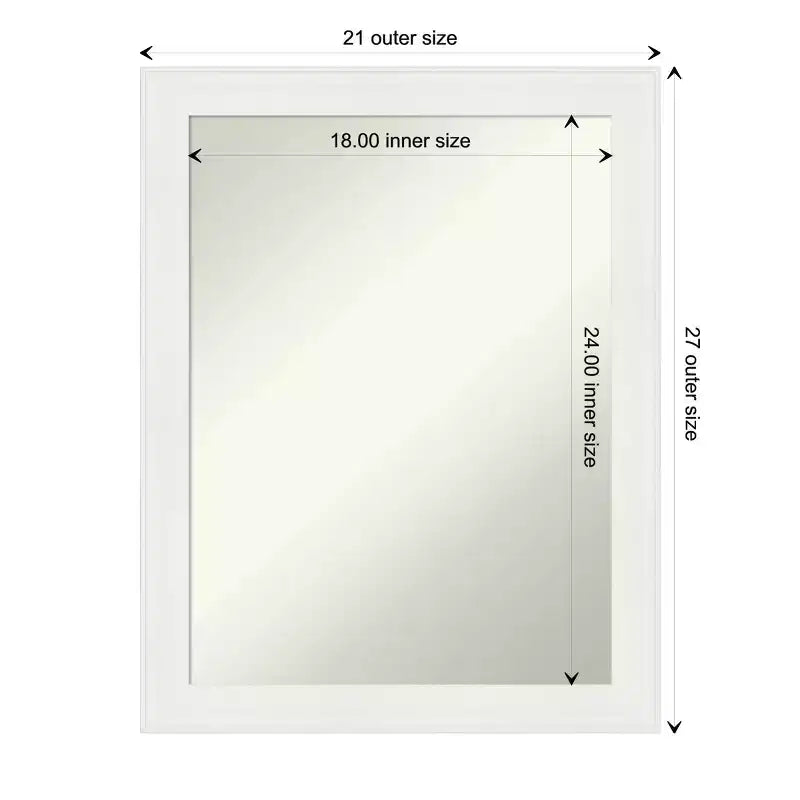 Amanti Art 22"x28" Non-Beveled Vanity White Narrow Bathroom Wall Mirror : Polystyrene Frame, Includes Mount Hardware