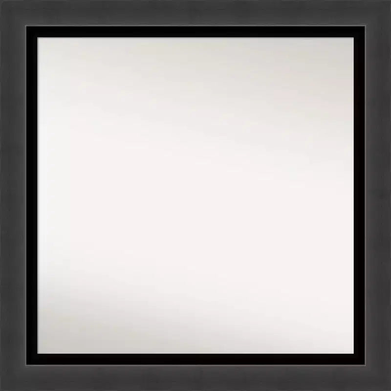 31"x31" Non-Beveled Tuxedo Black Bathroom Wall Mirror - Amanti Art: Modern Square, Polystyrene Frame