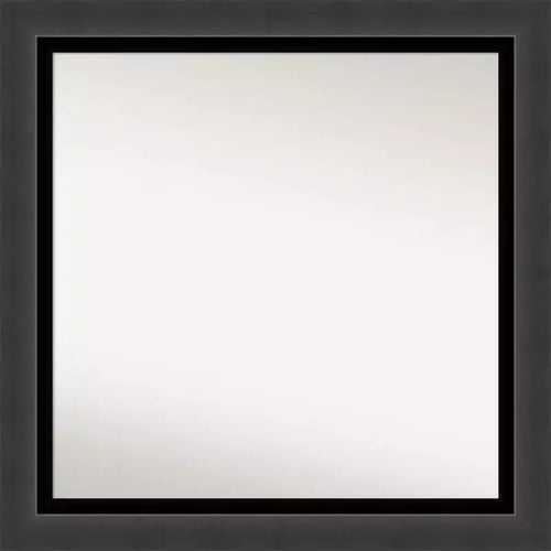31"x31" Non-Beveled Tuxedo Black Bathroom Wall Mirror - Amanti Art: Modern Square, Polystyrene Frame
