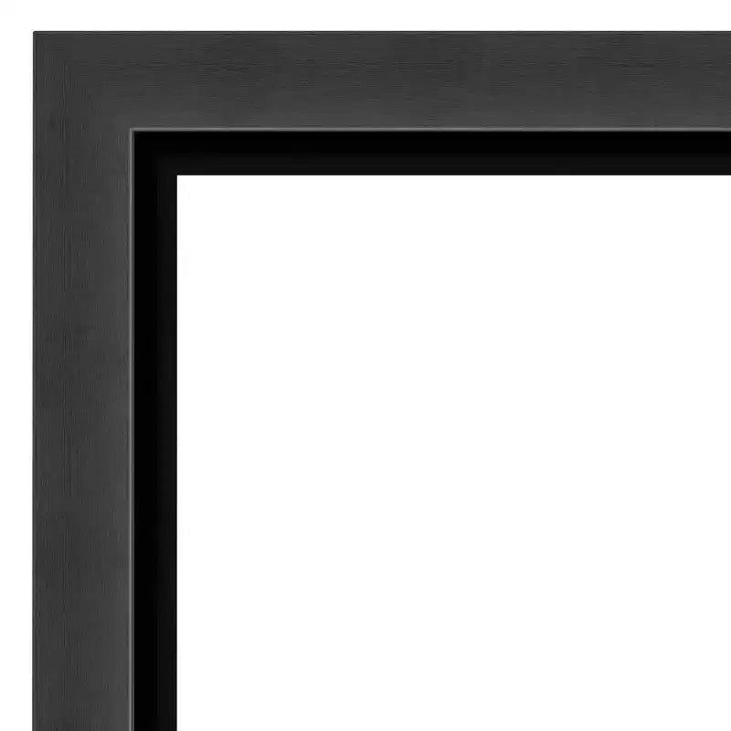31"x31" Non-Beveled Tuxedo Black Bathroom Wall Mirror - Amanti Art: Modern Square, Polystyrene Frame