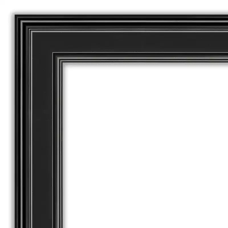 24" x 30" Non-Beveled Ridge Black Wall Mirror - Amanti Art