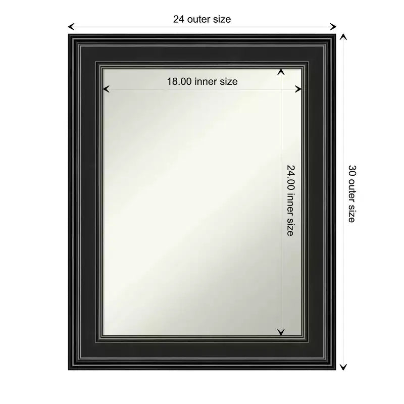 24" x 30" Non-Beveled Ridge Black Wall Mirror - Amanti Art