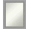 23"x29" Non-Beveled Peak Polished Nickel Narrow Bathroom Wall Mirror - Amanti Art: Includes Mounting Hardware