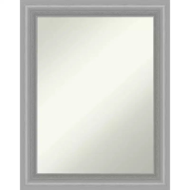 23"x29" Non-Beveled Peak Polished Nickel Narrow Bathroom Wall Mirror - Amanti Art: Includes Mounting Hardware