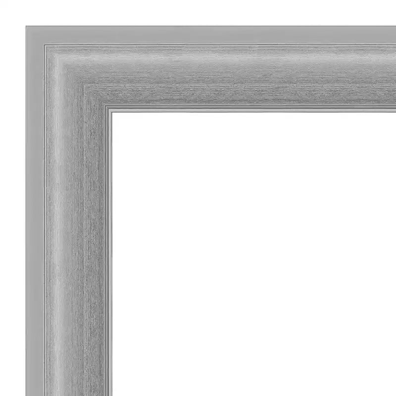 23"x29" Non-Beveled Peak Polished Nickel Narrow Bathroom Wall Mirror - Amanti Art: Includes Mounting Hardware