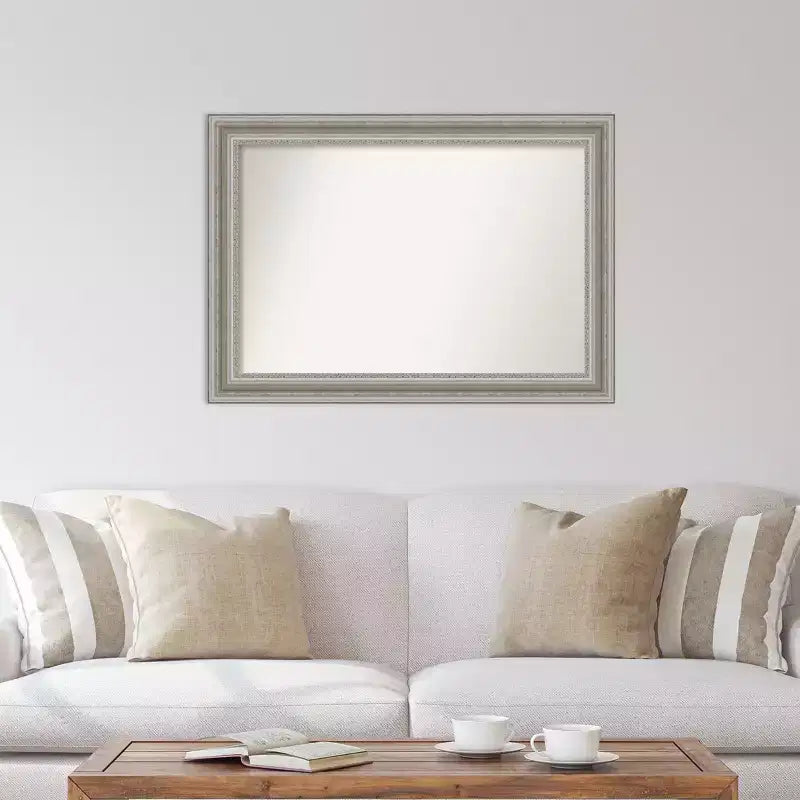 42" x 30" Non-Beveled Parlor Silver Wall Mirror - Amanti Art