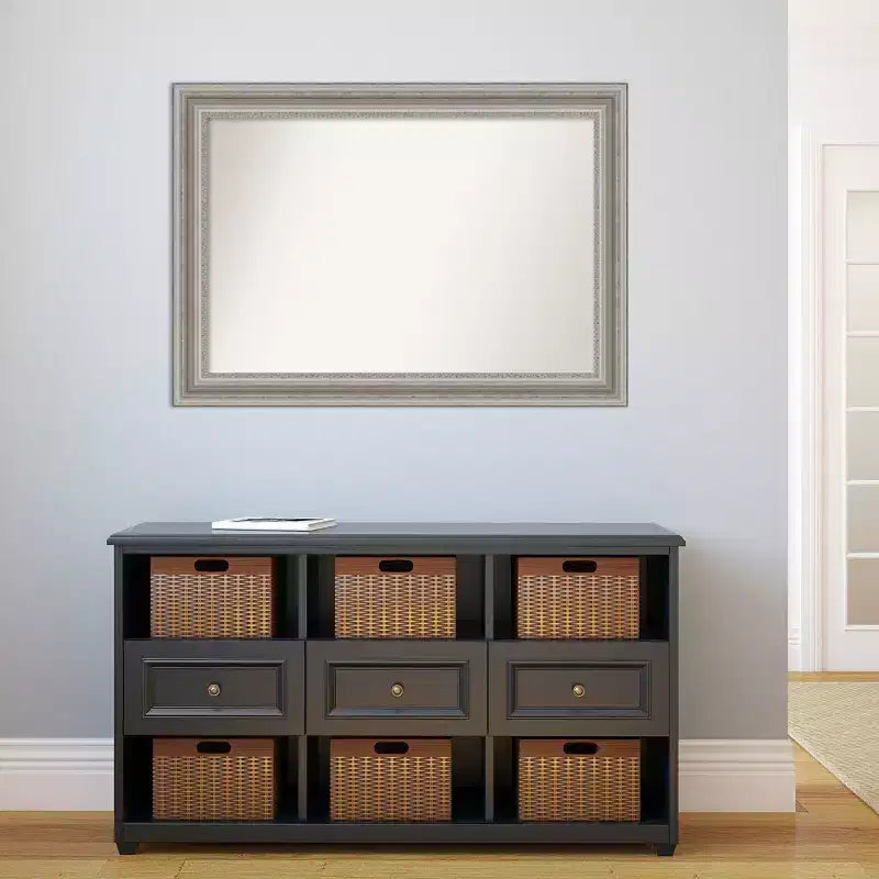 42" x 30" Non-Beveled Parlor Silver Wall Mirror - Amanti Art