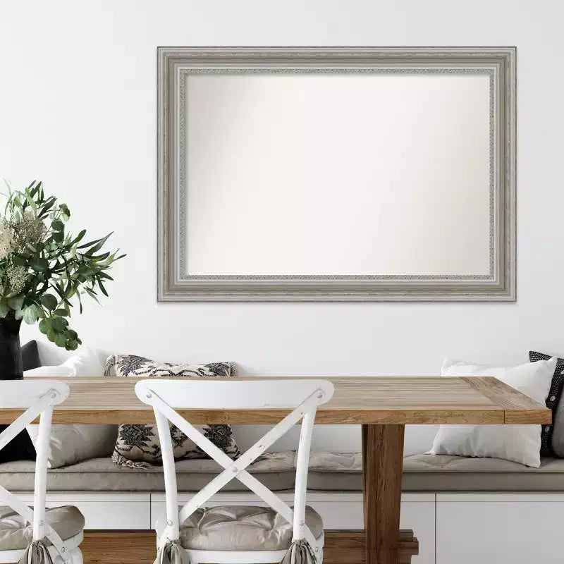 42" x 30" Non-Beveled Parlor Silver Wall Mirror - Amanti Art