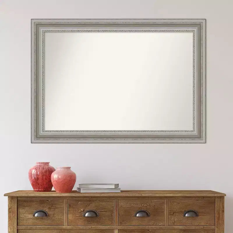 42" x 30" Non-Beveled Parlor Silver Wall Mirror - Amanti Art