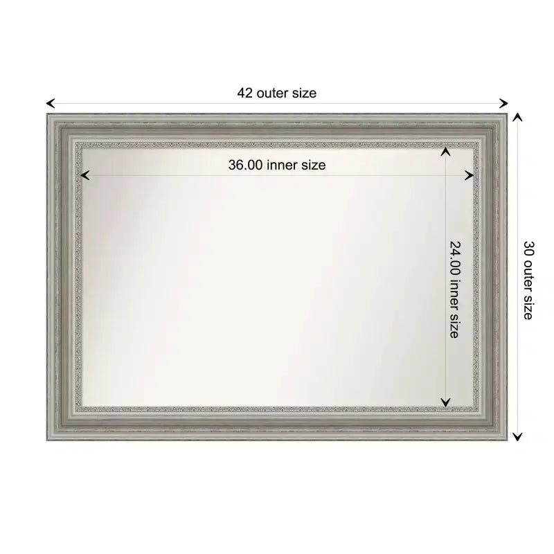 42" x 30" Non-Beveled Parlor Silver Wall Mirror - Amanti Art