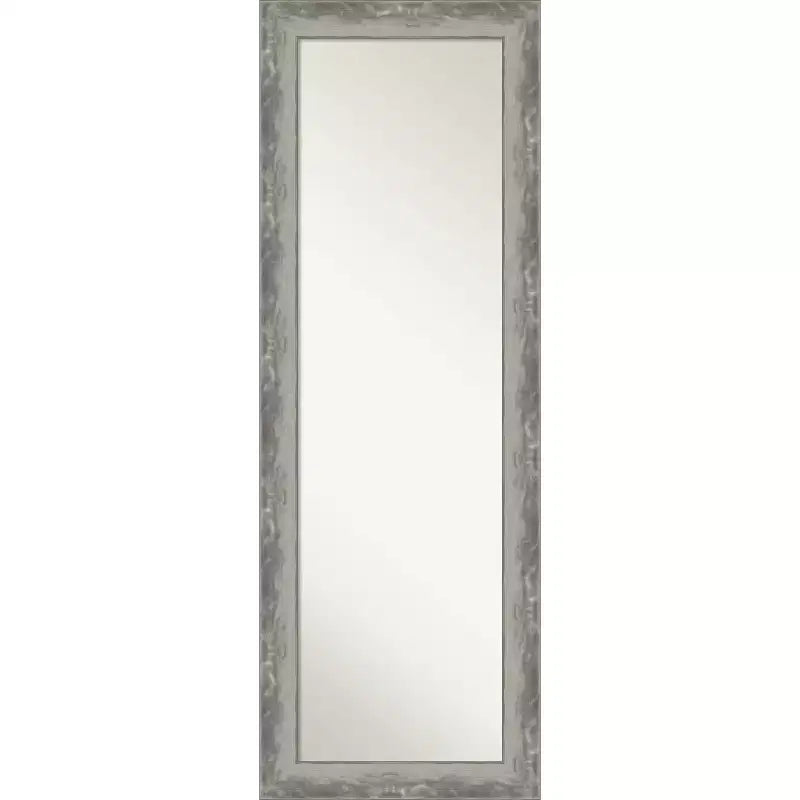 19" x 53" Non-Beveled Waveline Silver Narrow Full Length on The Door Mirror - Amanti Art