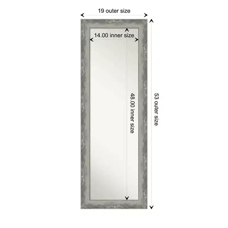 19" x 53" Non-Beveled Waveline Silver Narrow Full Length on The Door Mirror - Amanti Art