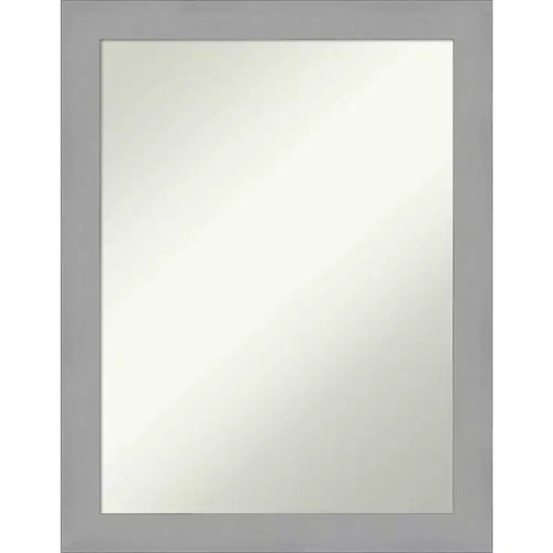 22" x 28" Non-Beveled Brushed Nickel Wall Mirror - Amanti Art: Modern Rectangle, Includes Mounting Hardware