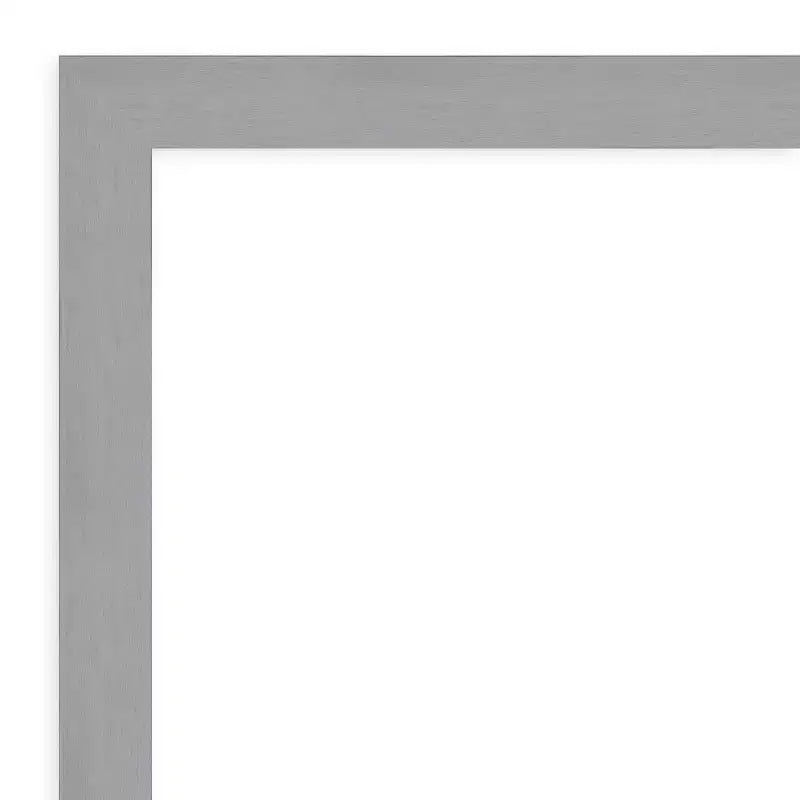 22" x 28" Non-Beveled Brushed Nickel Wall Mirror - Amanti Art: Modern Rectangle, Includes Mounting Hardware