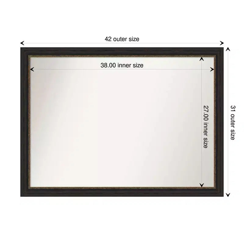 Amanti Art 42"x31" Non-Beveled Accent Narrow Bathroom Wall Mirror Bronze : Rectangle, Polystyrene Frame, Wall Mounted