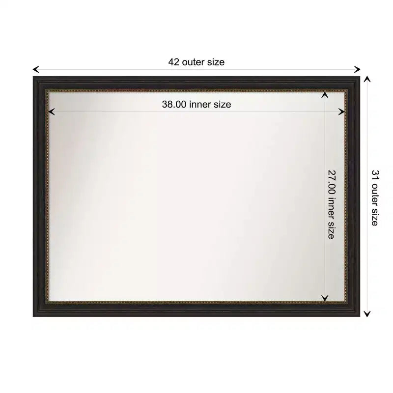 Amanti Art 42"x31" Non-Beveled Accent Narrow Bathroom Wall Mirror Bronze : Rectangle, Polystyrene Frame, Wall Mounted