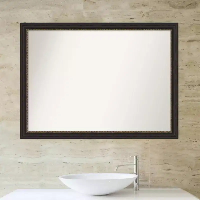 Amanti Art 42"x31" Non-Beveled Accent Narrow Bathroom Wall Mirror Bronze : Rectangle, Polystyrene Frame, Wall Mounted