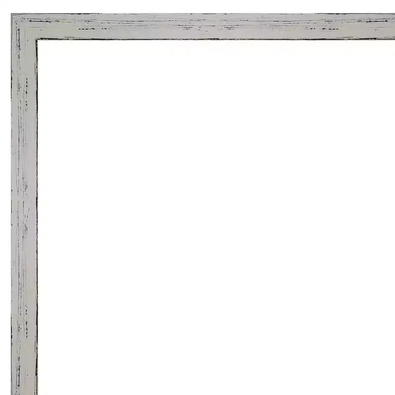 39" x 28" Non-Beveled Shiplap White Narrow Wood Bathroom Wall Mirror - Amanti Art: Includes Mounting Hardware