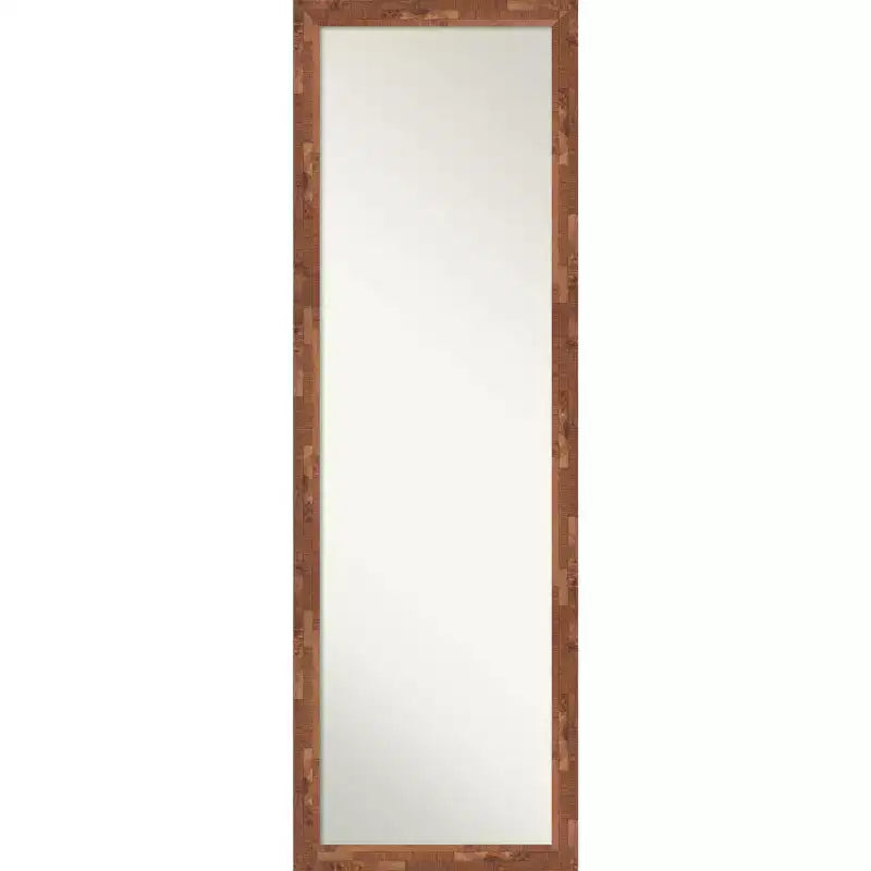 17" x 51" Non-Beveled Fresco Light Pecan Wood on The Door Mirror - Amanti Art