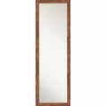 17" x 51" Non-Beveled Fresco Light Pecan Wood on The Door Mirror - Amanti Art