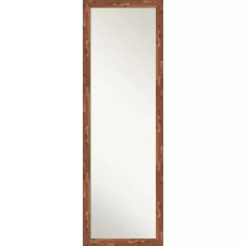 17" x 51" Non-Beveled Fresco Light Pecan Wood on The Door Mirror - Amanti Art