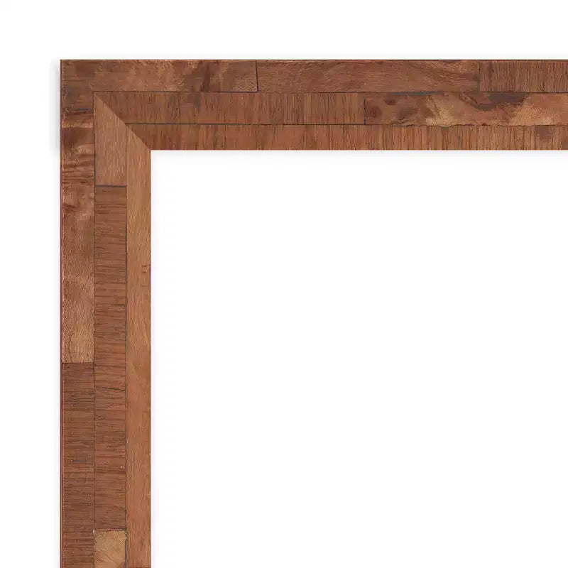17" x 51" Non-Beveled Fresco Light Pecan Wood on The Door Mirror - Amanti Art