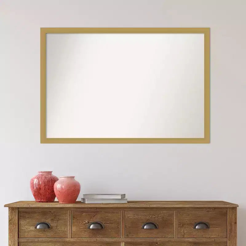 38" x 26" Non-Beveled Grace Narrow Bathroom Wall Mirror Brushed Gold - Amanti Art: Rectangle, Wall Mount, Polystyrene Frame