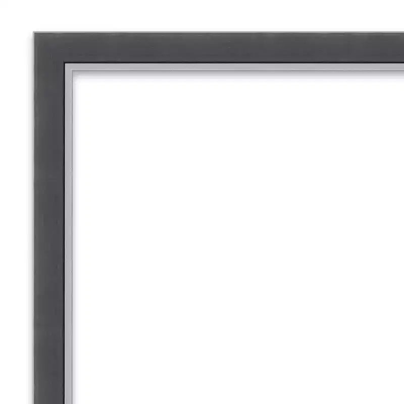 28" x 28" Non-Beveled Eva Black Silver Thin Wall Mirror - Amanti Art: Modern Square Polystyrene Frame, Wall Mounted