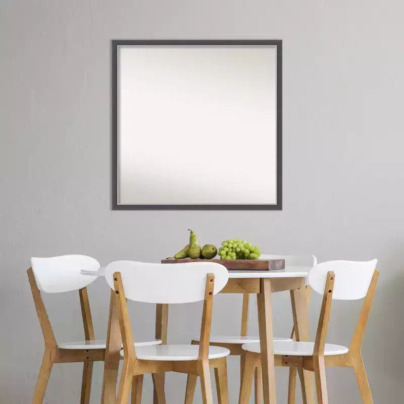 28" x 28" Non-Beveled Eva Black Silver Thin Wall Mirror - Amanti Art: Modern Square Polystyrene Frame, Wall Mounted