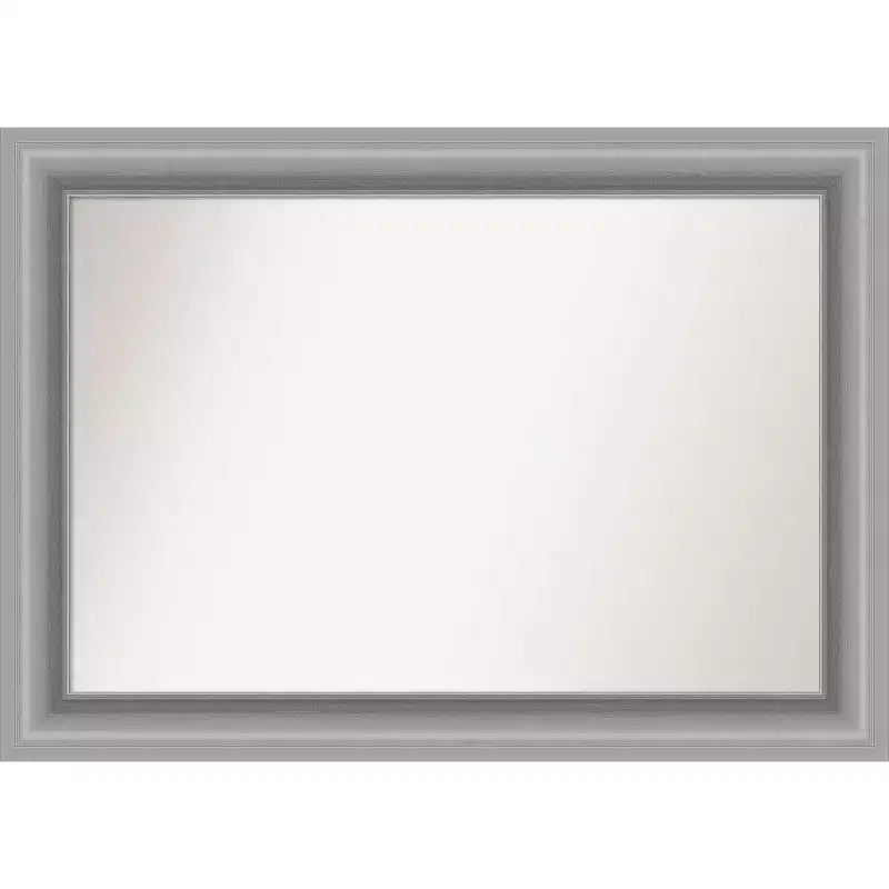 42" x 30" Non-Beveled Peak Polished Nickel Wall Mirror - Amanti Art: Includes Mounting Hardware