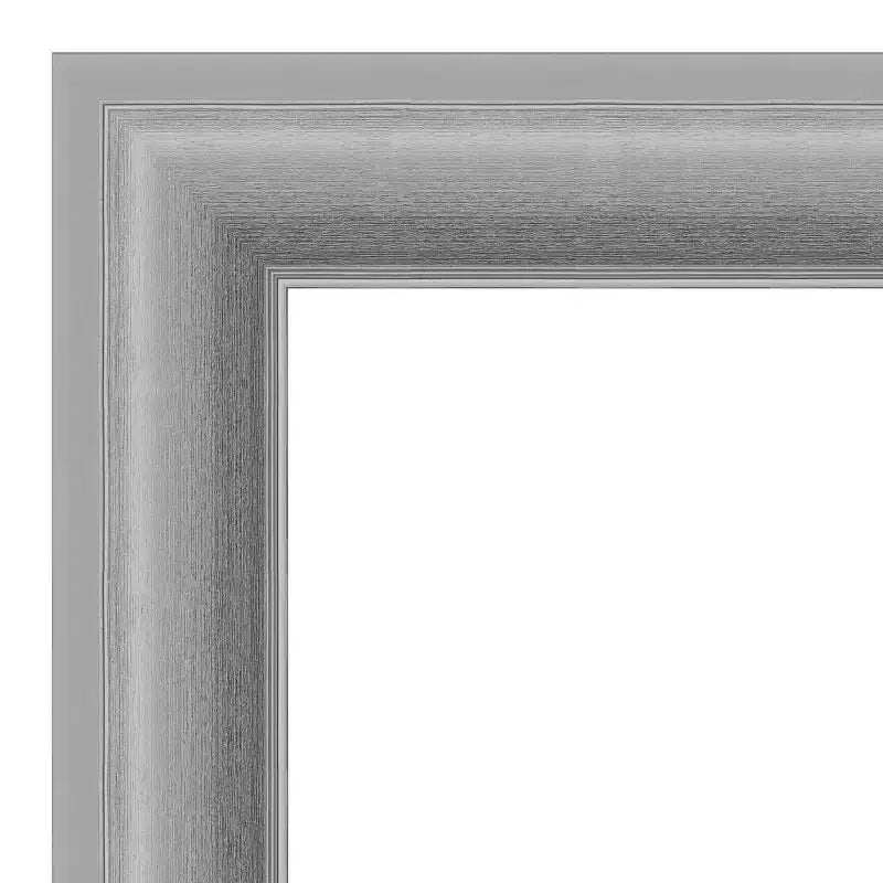 42" x 30" Non-Beveled Peak Polished Nickel Wall Mirror - Amanti Art: Includes Mounting Hardware