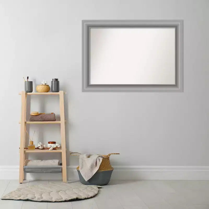 42" x 30" Non-Beveled Peak Polished Nickel Wall Mirror - Amanti Art: Includes Mounting Hardware