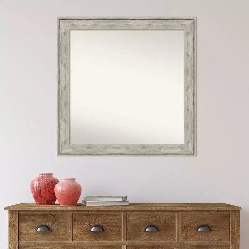 31" x 31" Square Wall Mirror with Crackled Frame, No Assembly - Amanti Art