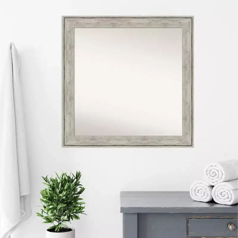 31" x 31" Square Wall Mirror with Crackled Frame, No Assembly - Amanti Art