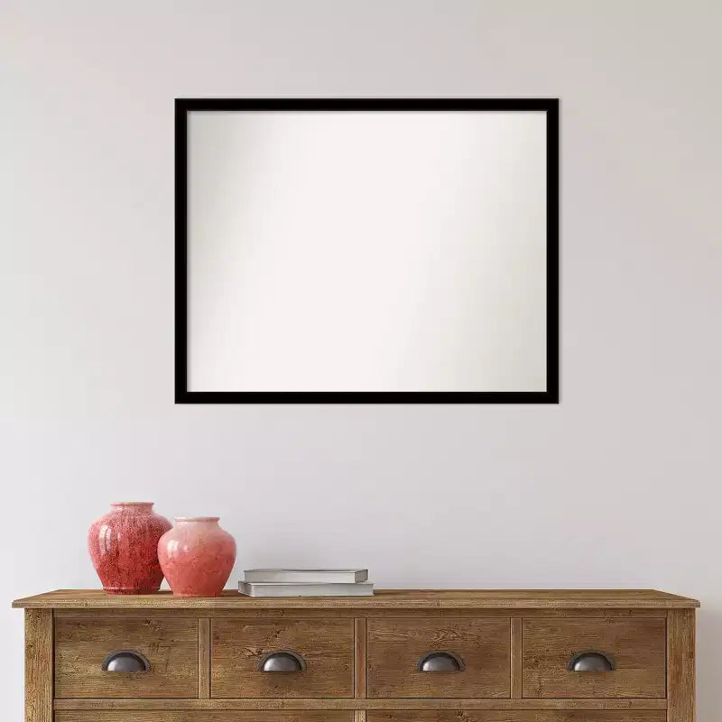 30" x 24" Non-Beveled Bathroom Wall Mirror Jet Black - Amanti Art: Modern Rectangle, Wall Mount, Includes Hardware