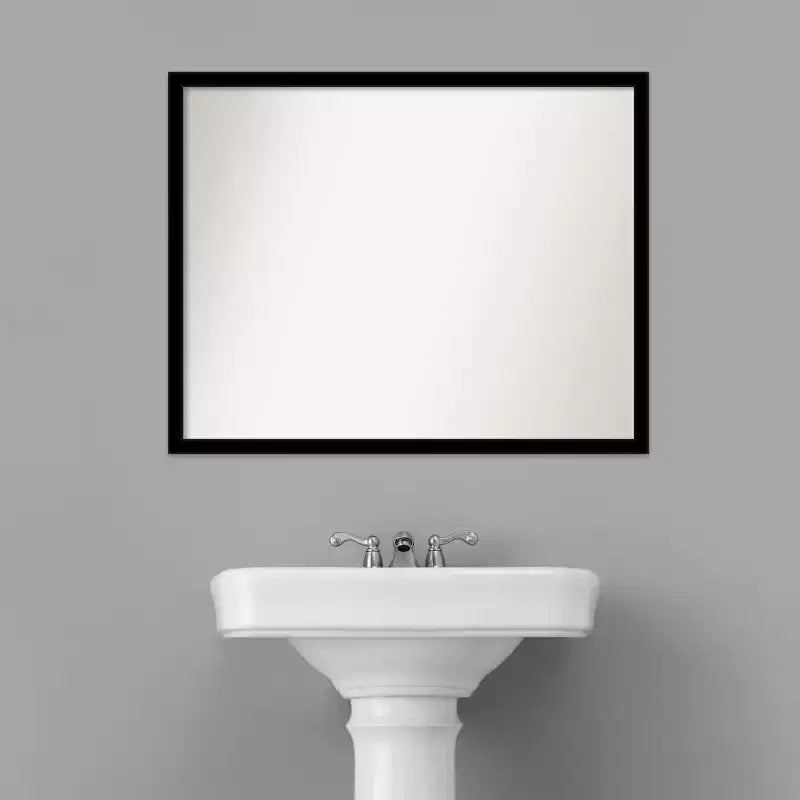 30" x 24" Non-Beveled Bathroom Wall Mirror Jet Black - Amanti Art: Modern Rectangle, Wall Mount, Includes Hardware