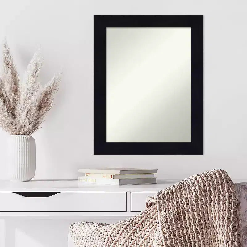 22" x 28" Non-Beveled Shiplap Navy Wood Wall Mirror - Amanti Art