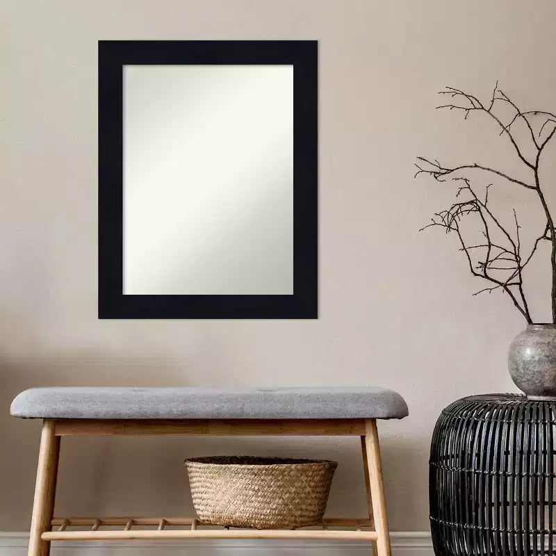 22" x 28" Non-Beveled Shiplap Navy Wood Wall Mirror - Amanti Art