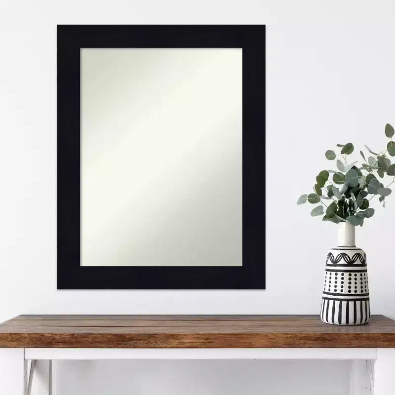 22" x 28" Non-Beveled Shiplap Navy Wood Wall Mirror - Amanti Art