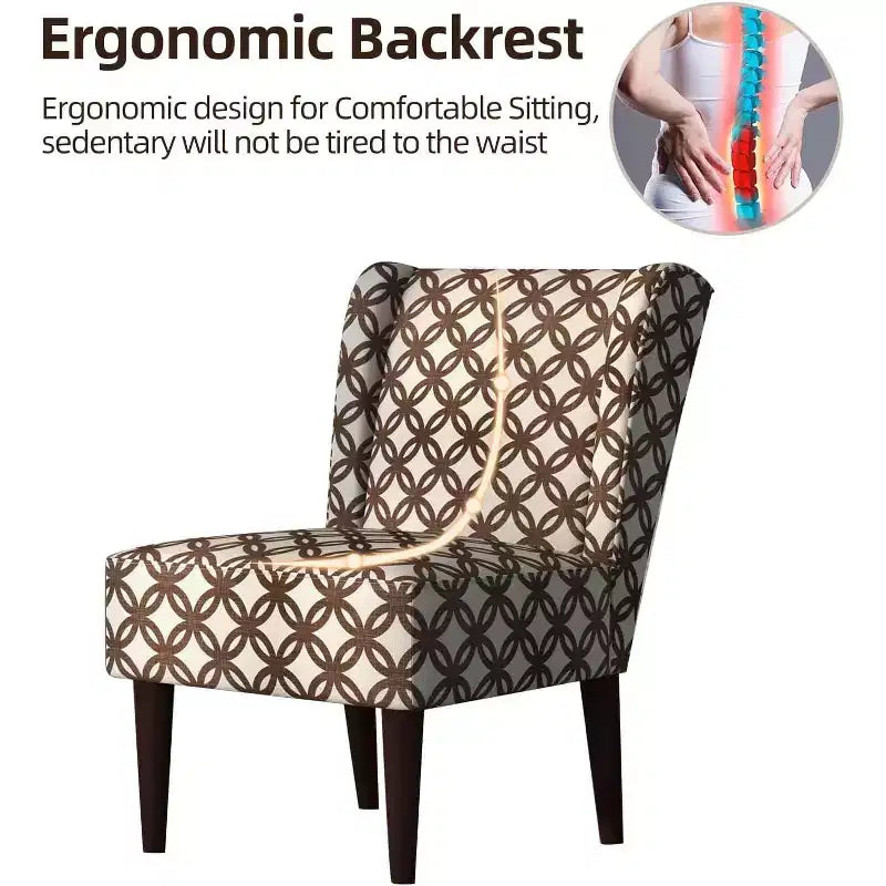 Bestier Mid Century Fabric Accent Chairs with Wing-back Brown