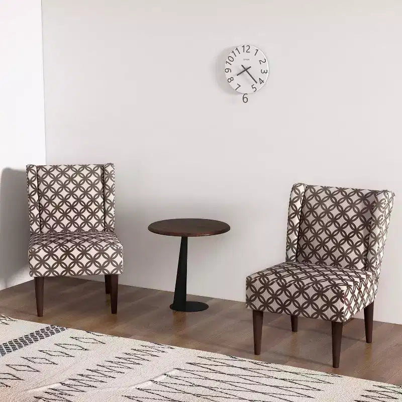 Bestier Mid Century Fabric Accent Chairs with Wing-back Brown