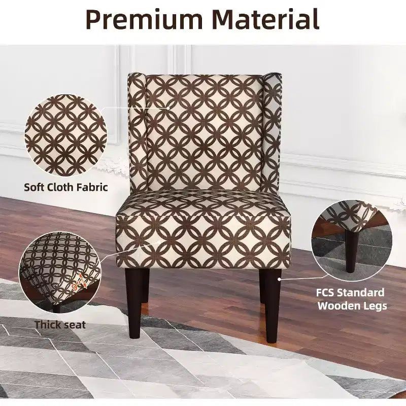 Bestier Mid Century Fabric Accent Chairs with Wing-back Brown