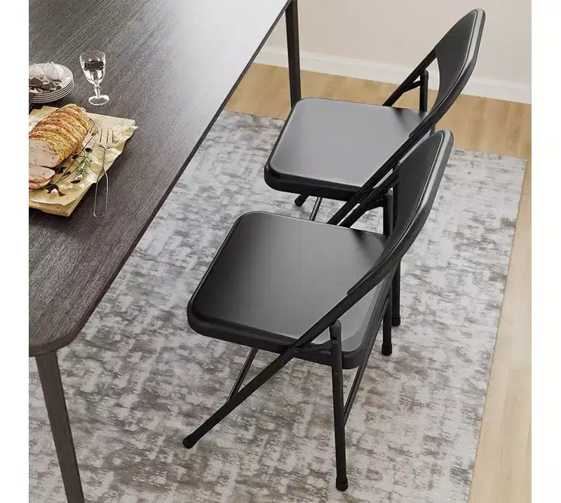 Whizmax Solo Classic Home Adult Modern Metal Indoor Auditorium Padded Folding Chairs, Black (Set of 4)