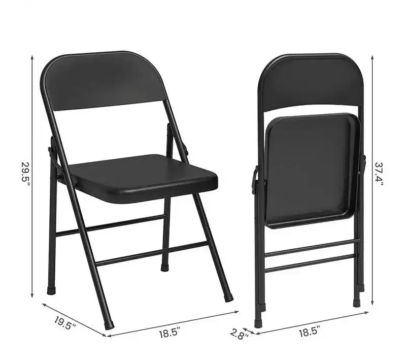 Whizmax Solo Classic Home Adult Modern Metal Indoor Auditorium Padded Folding Chairs, Black (Set of 4)