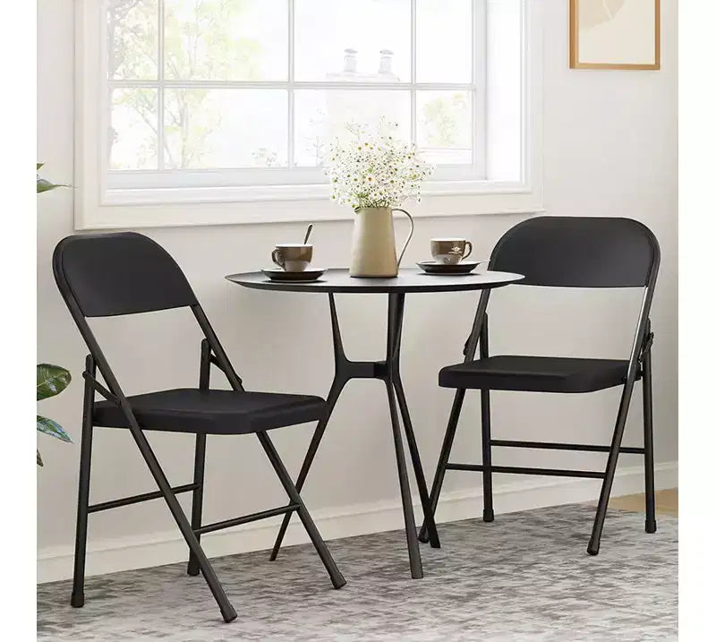 Whizmax Solo Classic Home Adult Modern Metal Indoor Auditorium Padded Folding Chairs, Black (Set of 4)